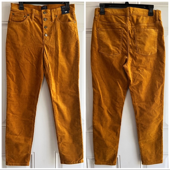 J. Crew Mustard Saffron 9" High Rise Skinny Button Fly Corduroy Pants  Size 29 - Picture 2 of 10
